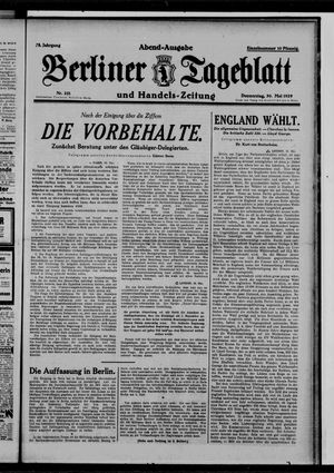 Berliner Tageblatt und Handels-Zeitung vom 30.05.1929