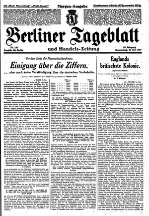 Berliner Tageblatt und Handels-Zeitung on May 30, 1929