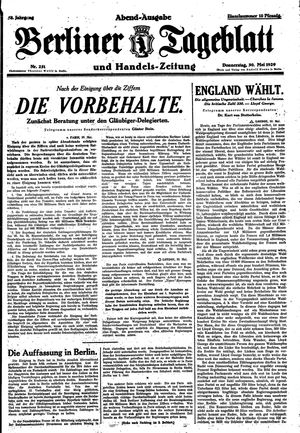 Berliner Tageblatt und Handels-Zeitung vom 30.05.1929