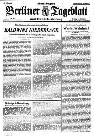 Berliner Tageblatt und Handels-Zeitung vom 31.05.1929