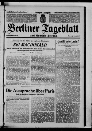Berliner Tageblatt und Handels-Zeitung on Jun 4, 1929