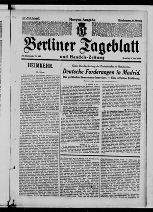 Berliner Tageblatt und Handels-Zeitung vom 09.06.1929