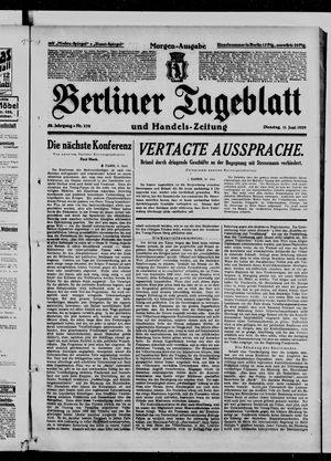 Berliner Tageblatt und Handels-Zeitung vom 11.06.1929