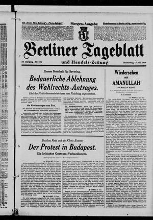 Berliner Tageblatt und Handels-Zeitung vom 13.06.1929