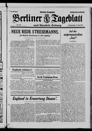 Berliner Tageblatt und Handels-Zeitung vom 13.06.1929