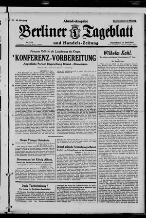 Berliner Tageblatt und Handels-Zeitung vom 15.06.1929