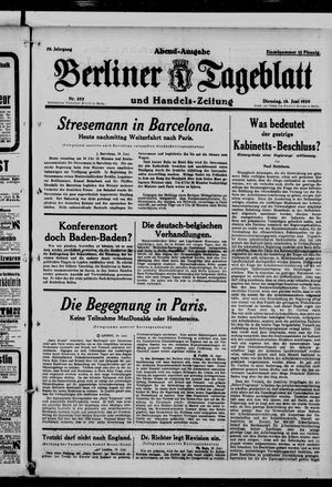 Berliner Tageblatt und Handels-Zeitung vom 18.06.1929