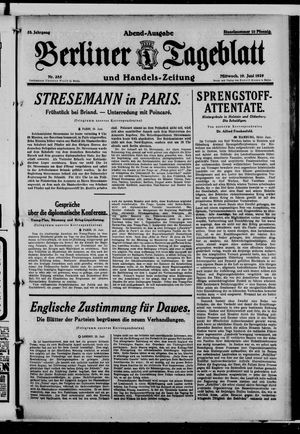 Berliner Tageblatt und Handels-Zeitung vom 19.06.1929