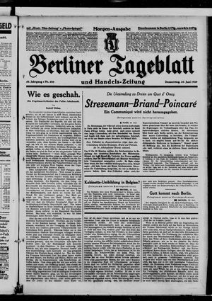 Berliner Tageblatt und Handels-Zeitung vom 20.06.1929