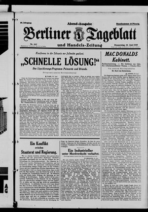 Berliner Tageblatt und Handels-Zeitung on Jun 20, 1929