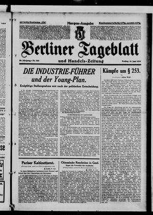Berliner Tageblatt und Handels-Zeitung vom 21.06.1929