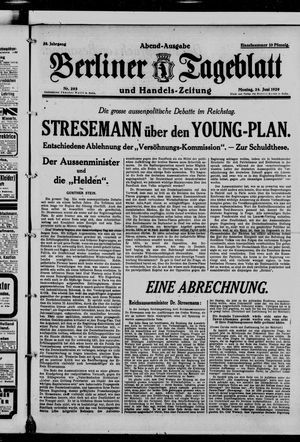 Berliner Tageblatt und Handels-Zeitung vom 24.06.1929