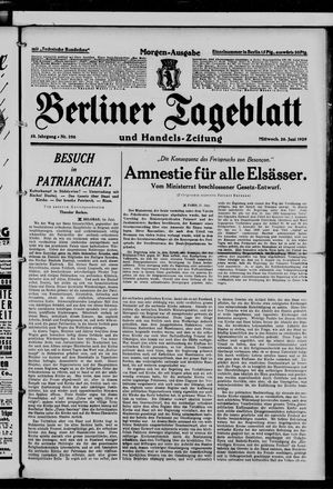 Berliner Tageblatt und Handels-Zeitung vom 26.06.1929