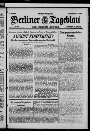 Berliner Tageblatt und Handels-Zeitung on Jun 27, 1929