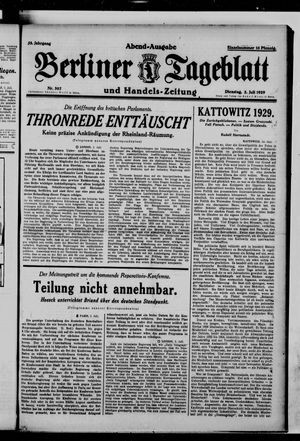 Berliner Tageblatt und Handels-Zeitung on Jul 2, 1929