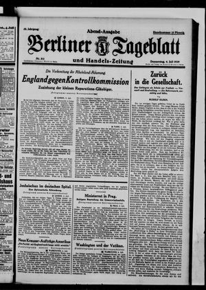 Berliner Tageblatt und Handels-Zeitung vom 04.07.1929