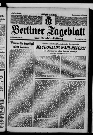 Berliner Tageblatt und Handels-Zeitung vom 07.07.1929