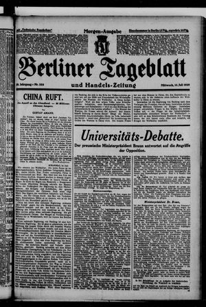 Berliner Tageblatt und Handels-Zeitung vom 10.07.1929