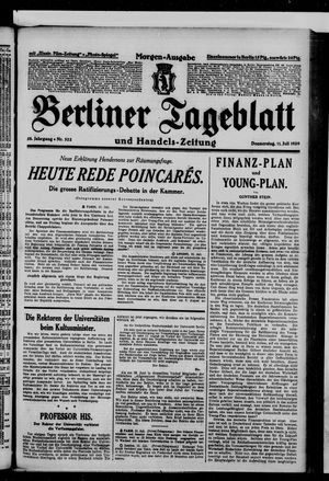 Berliner Tageblatt und Handels-Zeitung vom 11.07.1929