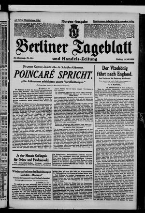 Berliner Tageblatt und Handels-Zeitung vom 12.07.1929