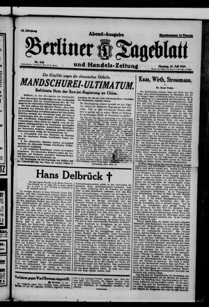 Berliner Tageblatt und Handels-Zeitung vom 15.07.1929
