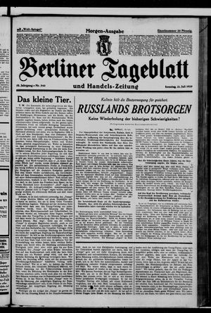 Berliner Tageblatt und Handels-Zeitung vom 21.07.1929