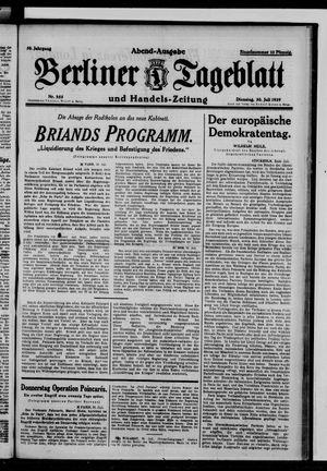 Berliner Tageblatt und Handels-Zeitung vom 30.07.1929
