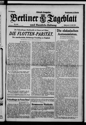 Berliner Tageblatt und Handels-Zeitung vom 31.07.1929