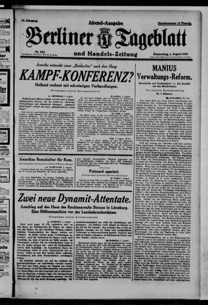 Berliner Tageblatt und Handels-Zeitung vom 01.08.1929