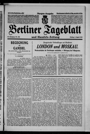Berliner Tageblatt und Handels-Zeitung vom 02.08.1929