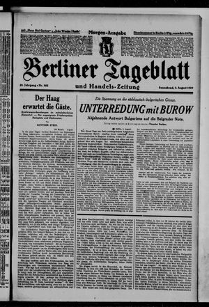 Berliner Tageblatt und Handels-Zeitung on Aug 3, 1929