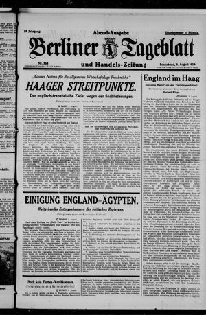 Berliner Tageblatt und Handels-Zeitung vom 03.08.1929