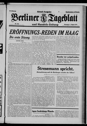 Berliner Tageblatt und Handels-Zeitung vom 06.08.1929