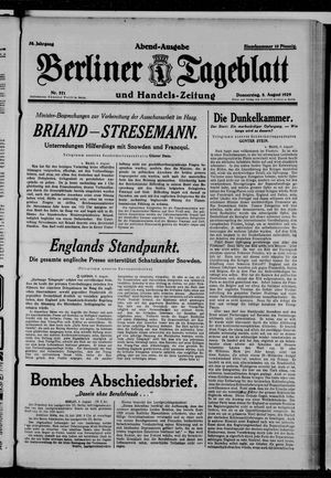 Berliner Tageblatt und Handels-Zeitung vom 08.08.1929