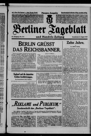 Berliner Tageblatt und Handels-Zeitung vom 10.08.1929