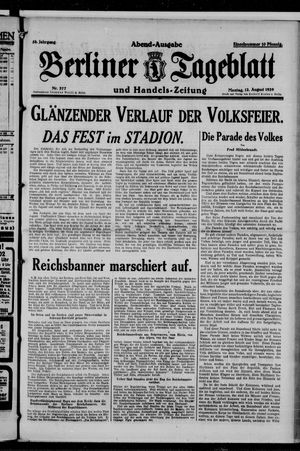 Berliner Tageblatt und Handels-Zeitung on Aug 12, 1929