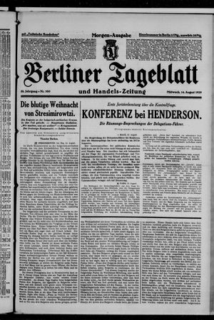 Berliner Tageblatt und Handels-Zeitung on Aug 14, 1929