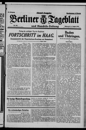 Berliner Tageblatt und Handels-Zeitung on Aug 14, 1929