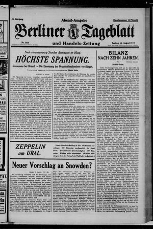 Berliner Tageblatt und Handels-Zeitung on Aug 16, 1929