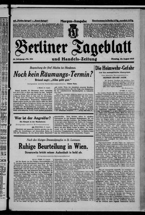 Berliner Tageblatt und Handels-Zeitung vom 20.08.1929