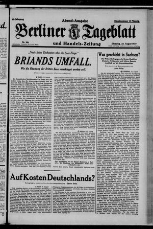 Berliner Tageblatt und Handels-Zeitung on Aug 20, 1929