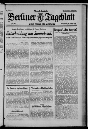 Berliner Tageblatt und Handels-Zeitung vom 22.08.1929