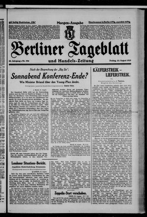 Berliner Tageblatt und Handels-Zeitung on Aug 23, 1929
