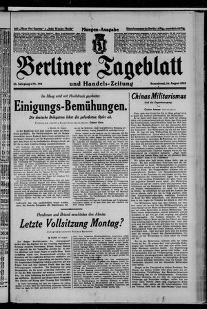 Berliner Tageblatt und Handels-Zeitung vom 24.08.1929