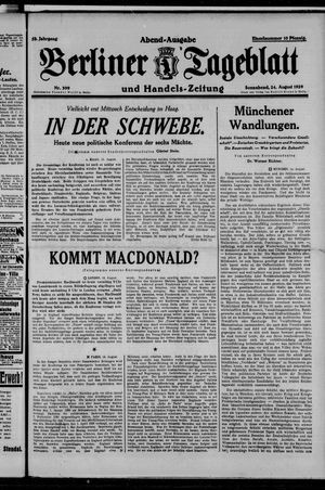Berliner Tageblatt und Handels-Zeitung vom 24.08.1929