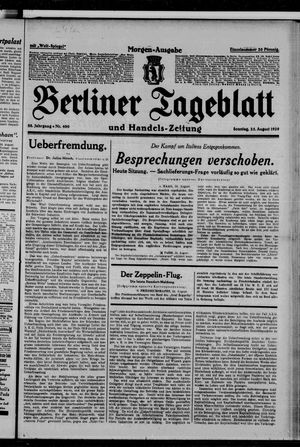 Berliner Tageblatt und Handels-Zeitung vom 25.08.1929