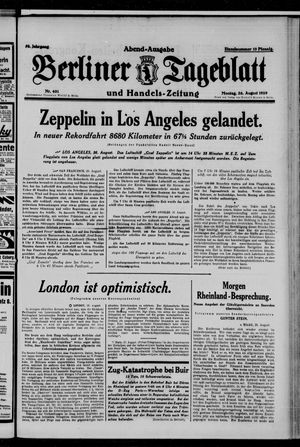 Berliner Tageblatt und Handels-Zeitung vom 26.08.1929