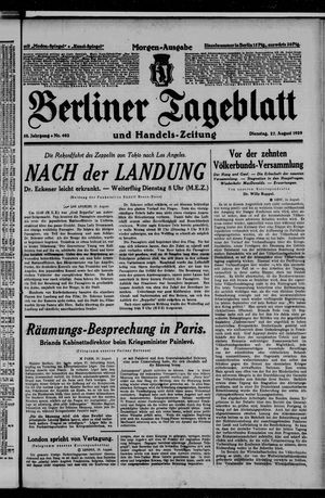 Berliner Tageblatt und Handels-Zeitung vom 27.08.1929