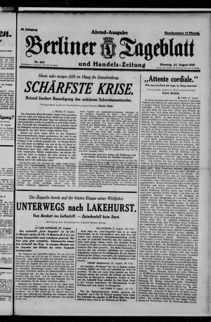 Berliner Tageblatt und Handels-Zeitung vom 27.08.1929