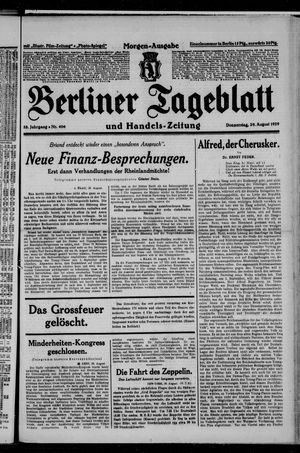 Berliner Tageblatt und Handels-Zeitung vom 29.08.1929